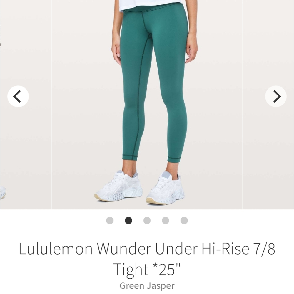Lululemon Green Jasper Wunder Under Hi-Rise 7/8 25" Leggings Yoga Pants